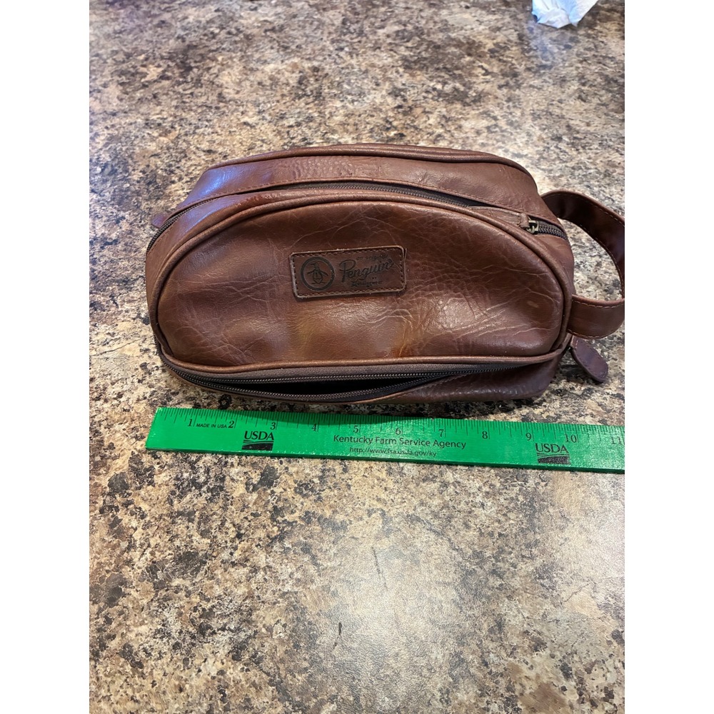 Original Penguin by Munsingwear Brown Toiletry Bag Dopp Kit Travel Case